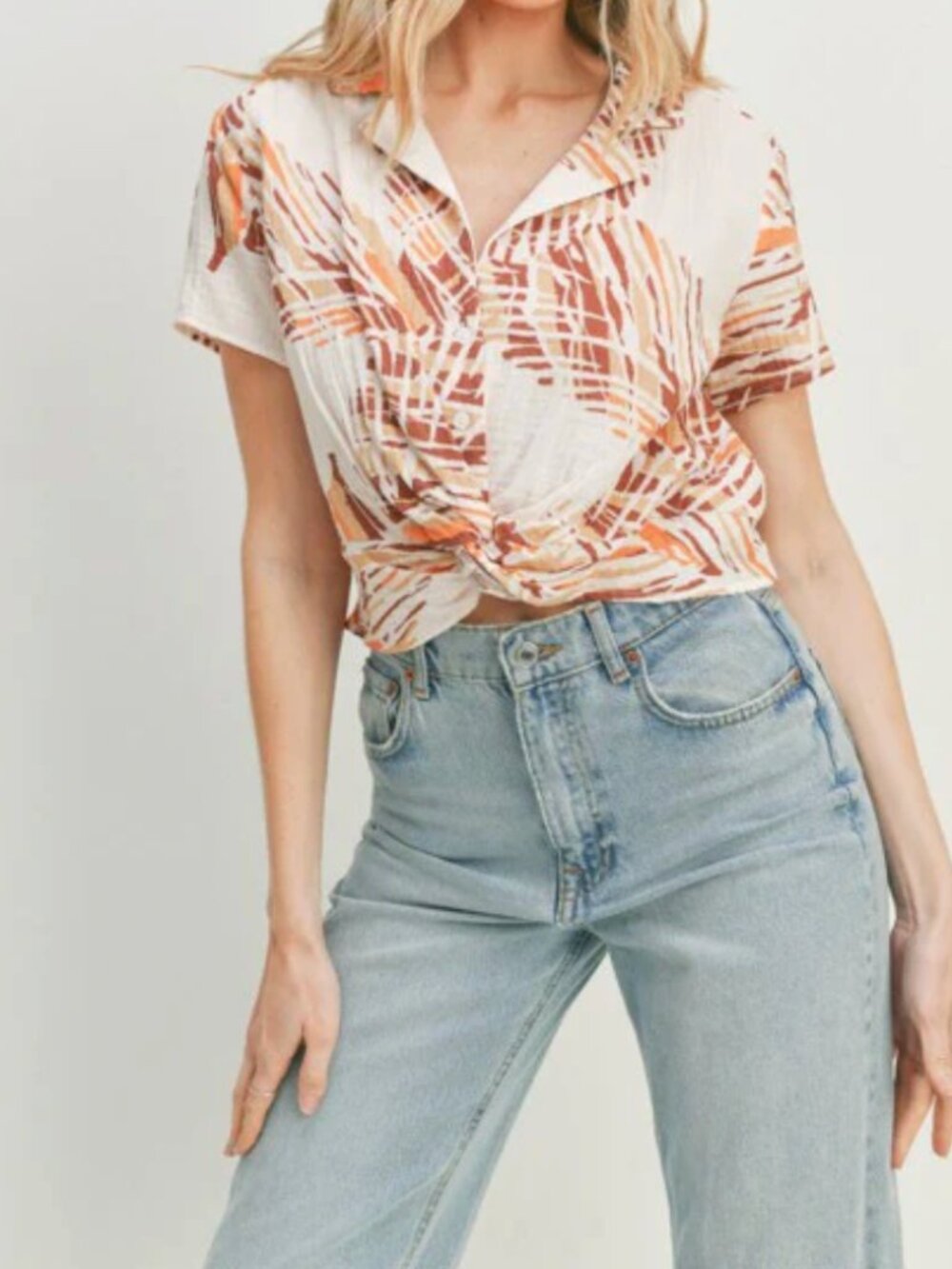 Lush Cropped Haiwiian Shirt